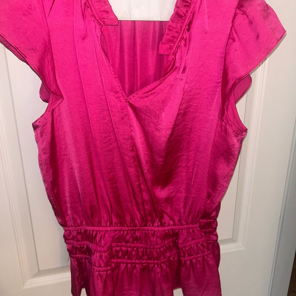 CeCe Fuchsia Ruffle Sleeve Blouse